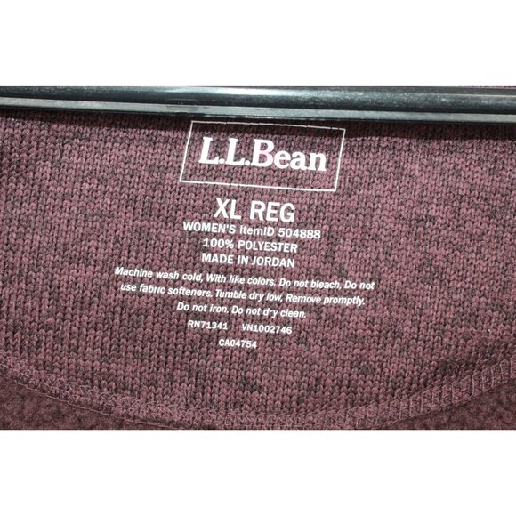L.L. Bean Womens Full-Zip Burgundy Fleece Jacket Size XL Lightweight Warm Layer - Picture 8 of 10